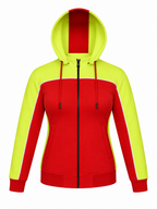 Ladies Armored Motorcycle Reflective Softshell Hoodie - Hazard Red  - MOTORBIKEHORSE