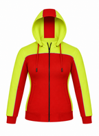 Ladies Armored Motorcycle Reflective Softshell Hoodie - Hazard Red  - MOTORBIKEHORSE
