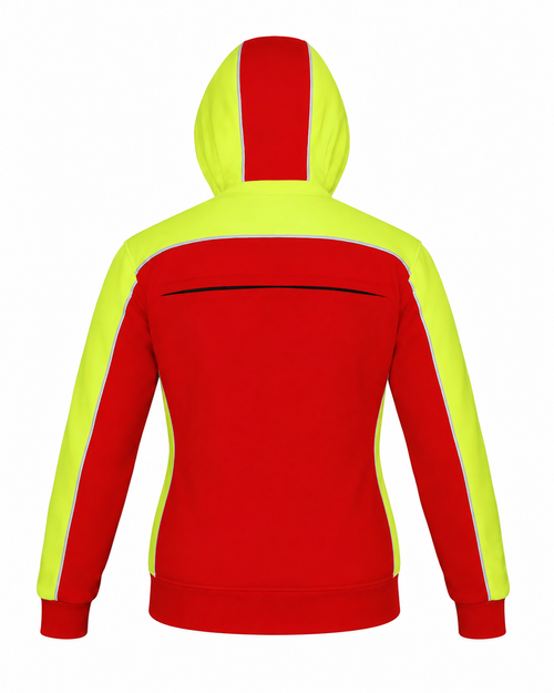 Ladies Armored Motorcycle Reflective Softshell Hoodie - Hazard Red  - MOTORBIKEHORSE