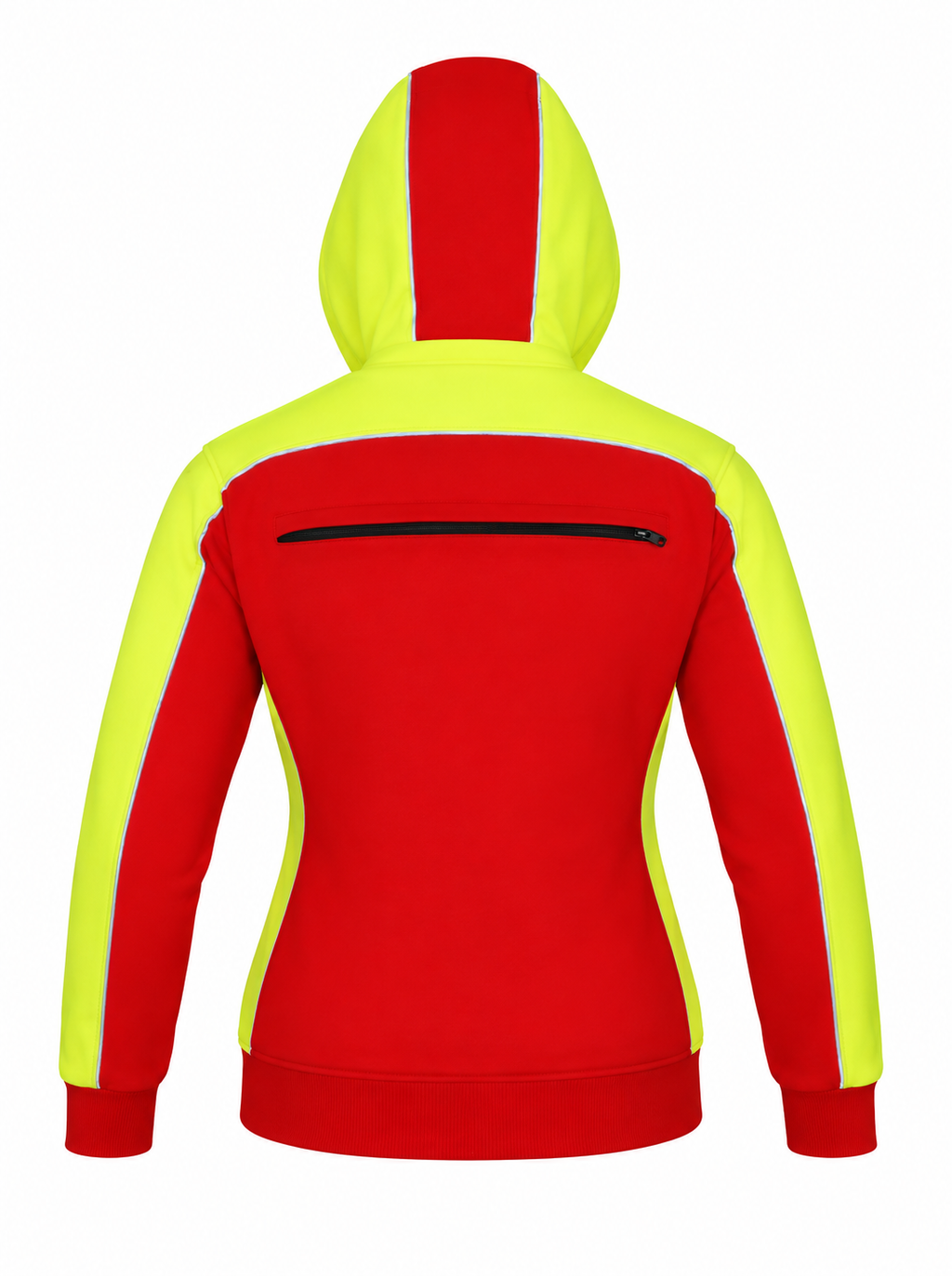 Ladies Armored Motorcycle Reflective Softshell Hoodie - Hazard Red  - MOTORBIKEHORSE