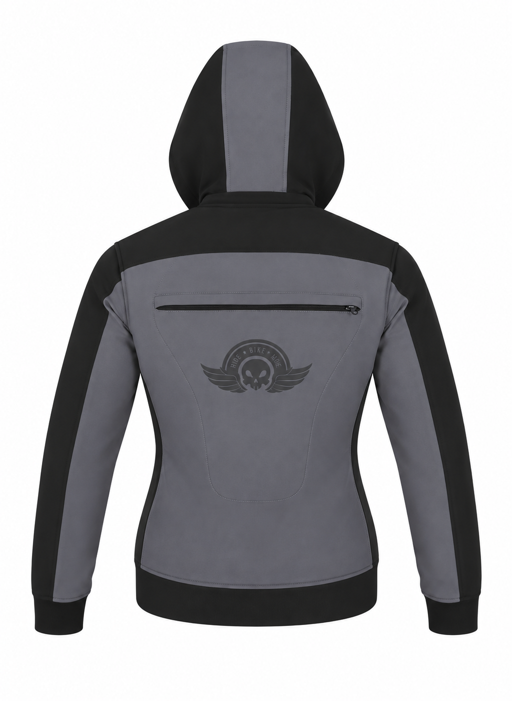 Ladies Armored Motorcycle Reflective Softshell Hoodie - Storm Grey - MOTORBIKEHORSE