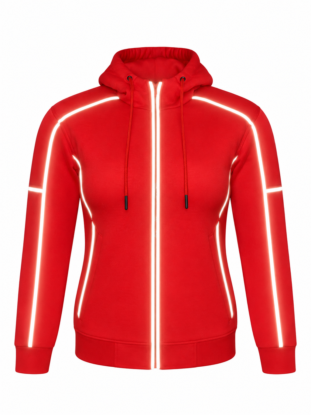 Ladies Armored Motorcycle Reflective Softshell Hoodie - Red Blaze - MOTORBIKEHORSE