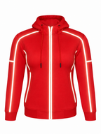Ladies Armored Motorcycle Reflective Softshell Hoodie - Red Blaze - MOTORBIKEHORSE