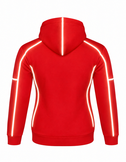 Ladies Armored Motorcycle Reflective Softshell Hoodie - Red Blaze - MOTORBIKEHORSE