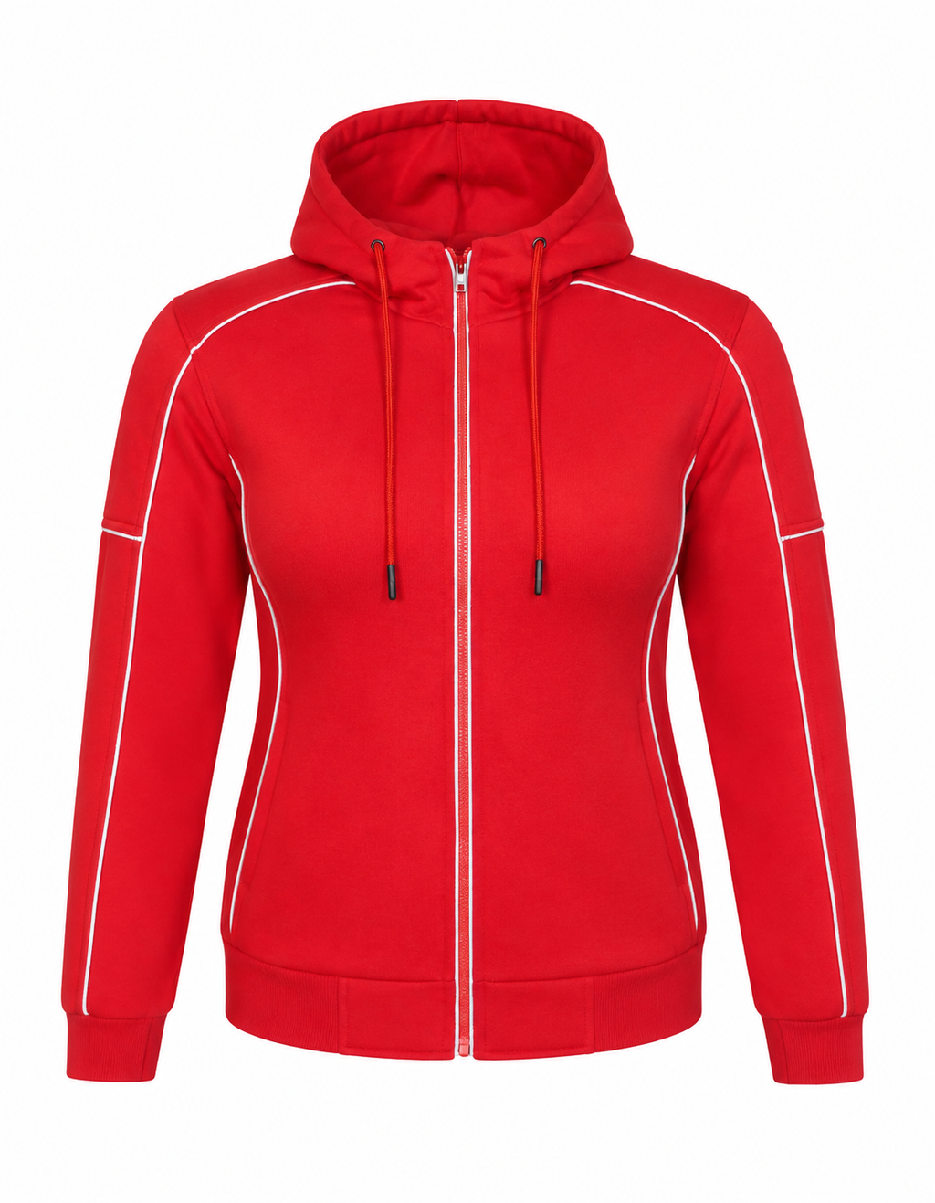 Ladies Armored Motorcycle Reflective Softshell Hoodie - Red Blaze - MOTORBIKEHORSE