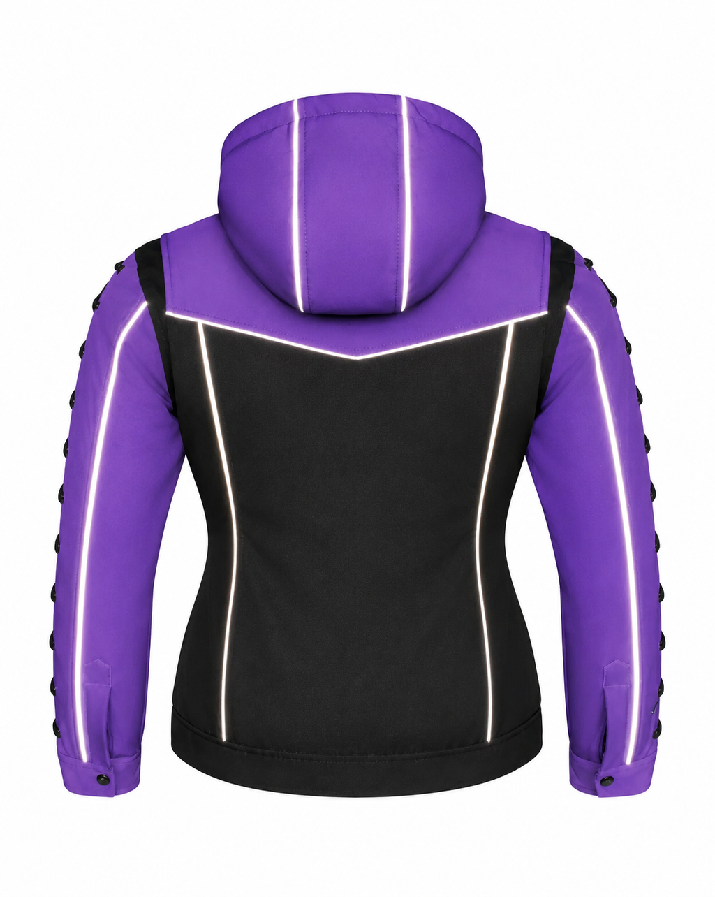 Ladies Armored Motorcycle Reflective Softshell Hoodie - Purple and Black - MOTORBIKEHORSE