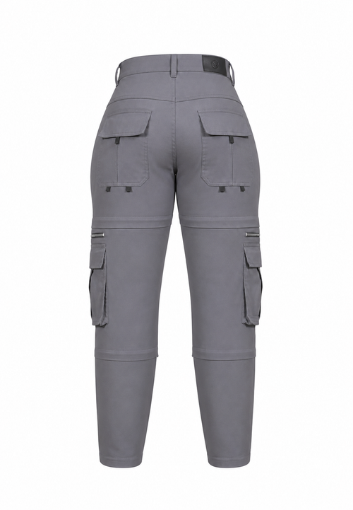 Armored Motorcycle Cargo Pants for Ladies Steel Grey - MOTORBIKEHORSE