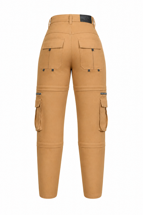 Armored Motorcycle Cargo Pants for Ladies Desert Tan - MOTORBIKEHORSE