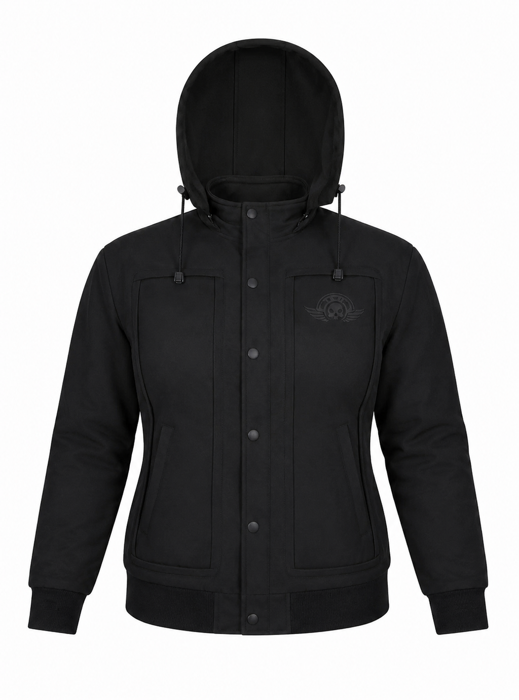 Ladies Armored Motorcycle Reflective Softshell Hoodie - Elite Black - MOTORBIKEHORSE