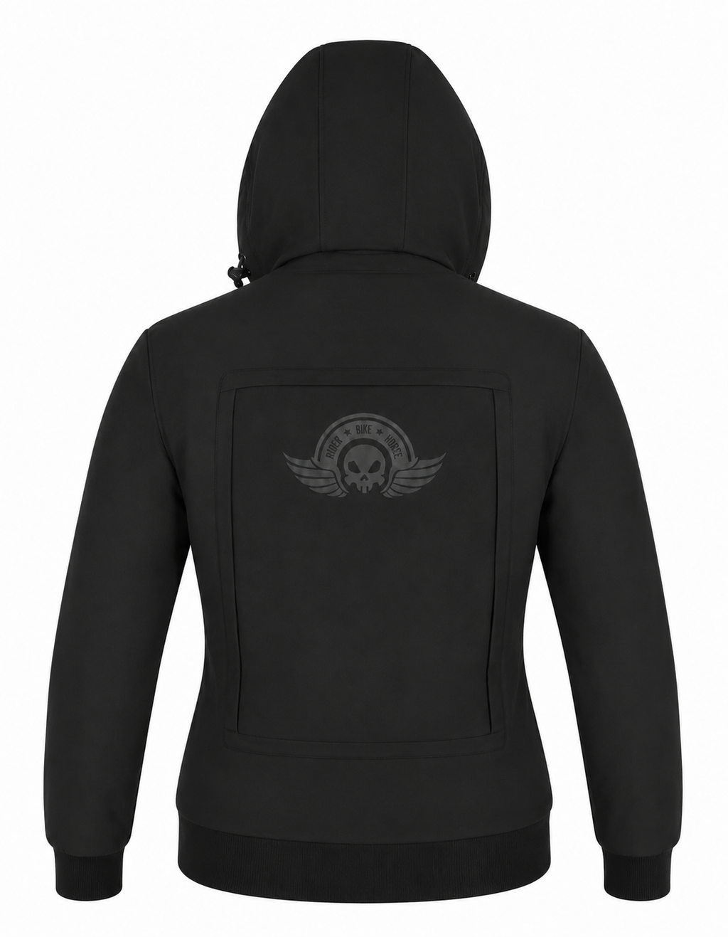 Ladies Armored Motorcycle Reflective Softshell Hoodie - Elite Black - MOTORBIKEHORSE