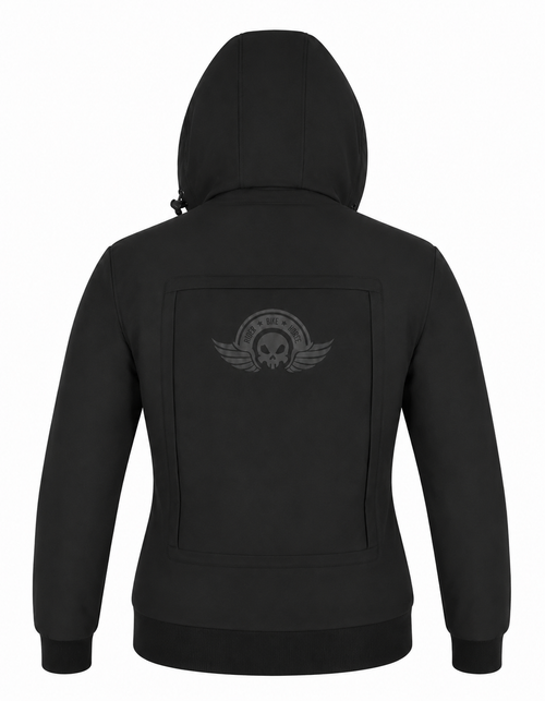 Ladies Armored Motorcycle Reflective Softshell Hoodie - Elite Black - MOTORBIKEHORSE
