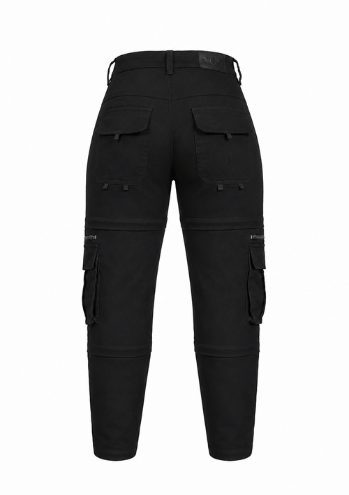 Armored Motorcycle Cargo Pants for Ladies Signature Black - MOTORBIKEHORSE