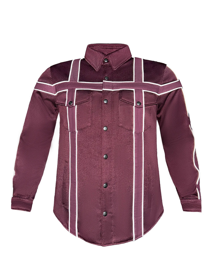 Reflective Armored Summer Riding Mesh Shirt for Men Shadow Wine - MOTORBIKEHORSE
